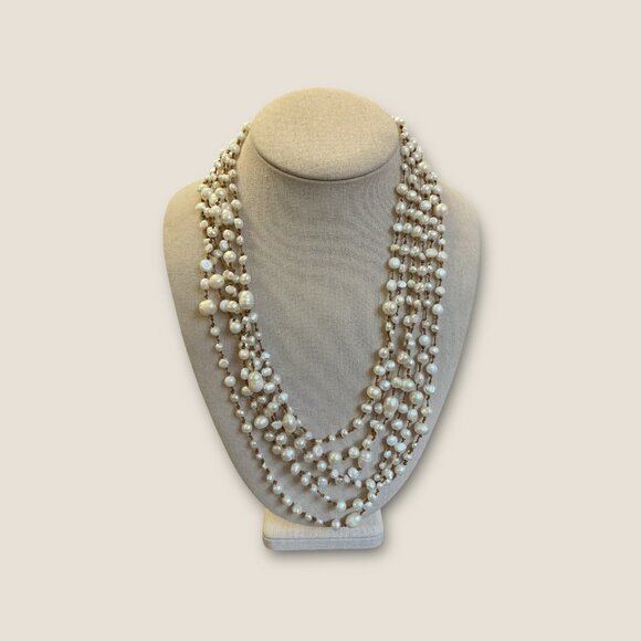 Multi Strand Hand knotted Freshwater Pearls With Mother of  Pearl Closure - Picture 1 of 5